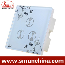 4 Key Touch Switch, Remote Control Wall Switch, White Flower ABS Fireproof 1500W